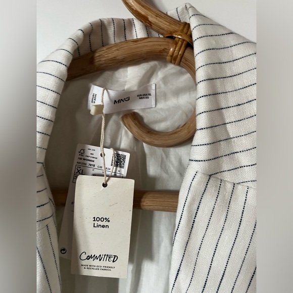 NWT Linen Mango White Pinstripe Blazer - Picture 5 of 7